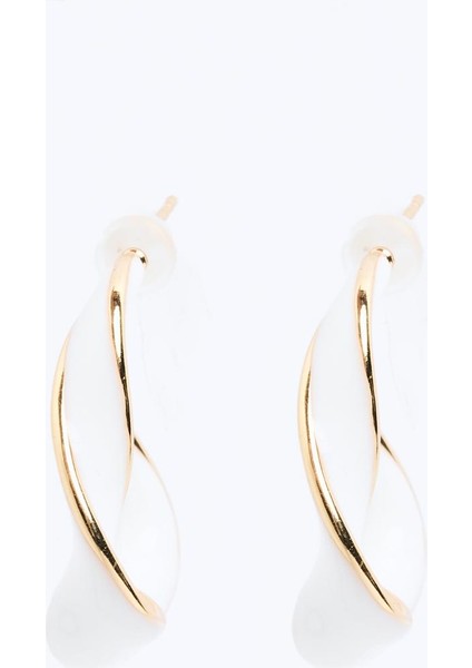 Altın Rengi Burgu Detaylı Yarım Halka Küpe fırsatları