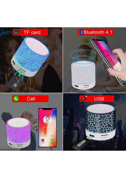 Mini Kablosuz Hoparlör Radyolu Şarjlı 4W Mini Bluetooth Speaker Ambiyans Işık Özellikli Ses Bombası