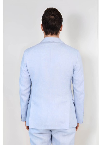 Keten/mono Yaka Çift Yırtmaç Takım A Mavi indirimleri