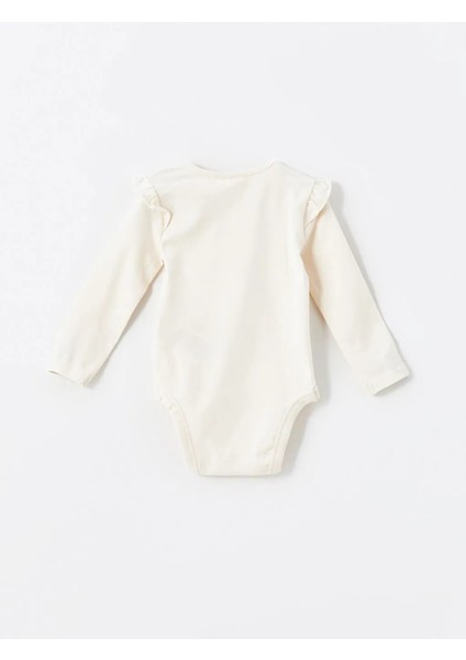 Lcw Baby Bej Bambi Baskılı Kız Bebek Çıtçıtlı Body ve Pantolon 2'li