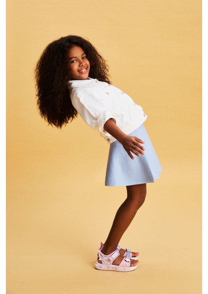 Label Hafif Kız Çocuk Pudra Sandalet