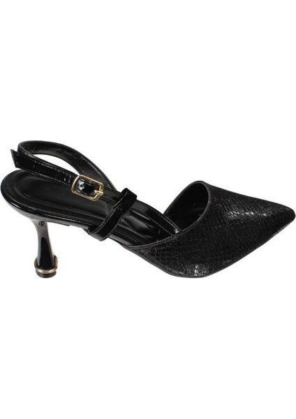 Yazkış Kadın Siyah Gümüş Altın Parlak Petek Malzeme 8cm Kadeh Topuk Önü Sivri Arkası Açık Ayakkabı fiyatları