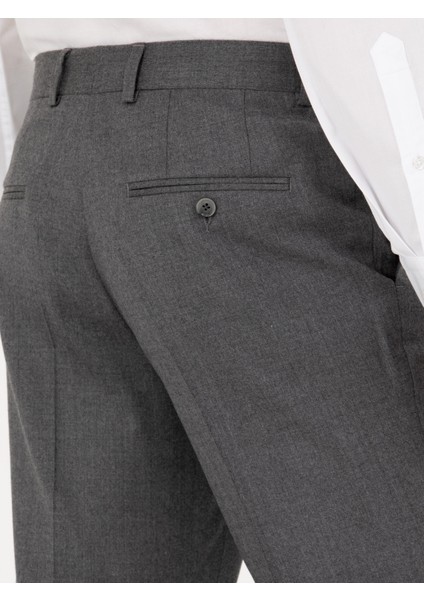 Erkek Gri Slim Fit Yün Karışımlı Kumaş Pantolon 50270151-VR024