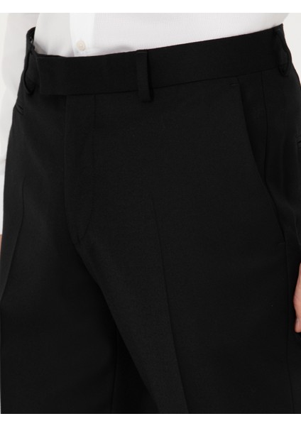 Erkek Siyah Slim Fit Yün Karışımlı Kumaş Pantolon 50270151-VR046