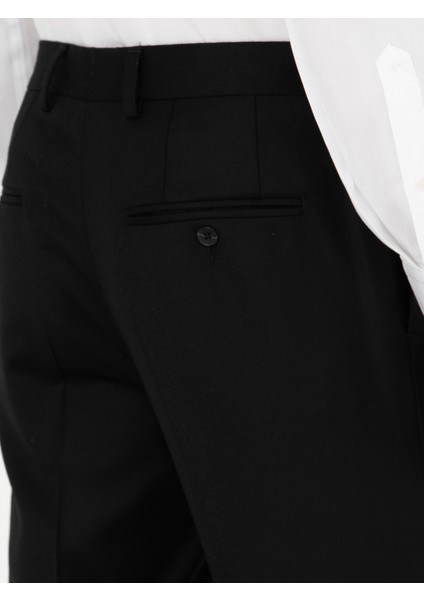Erkek Siyah Slim Fit Yün Karışımlı Kumaş Pantolon 50270151-VR046