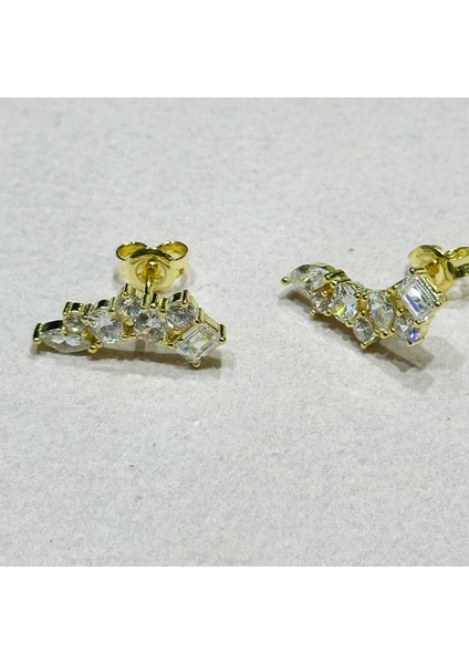 Bendo 6 Gümüş Küpe MS3676, 925 Ayar Gümüş, Altın Kaplama