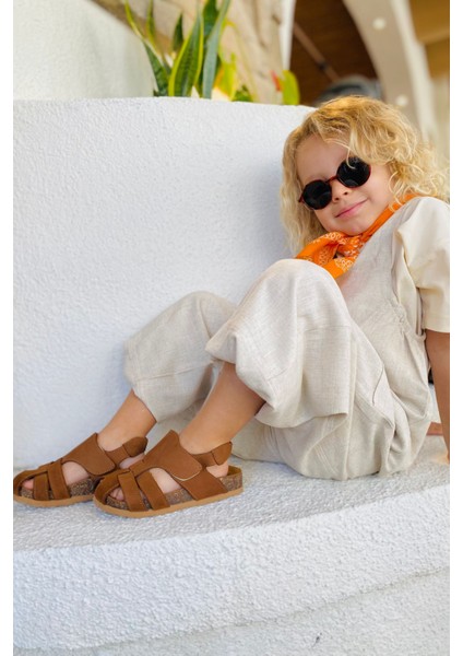 Arezzo Unisex Deri Çocuk Sandalet Taba