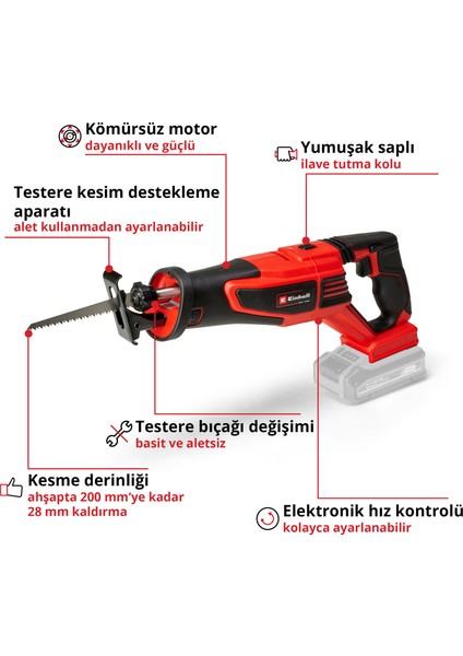 Professional Akülü Kılıç Testere Tp-Ap 18/28 Li Bl-Solo Power X-Change (18 V, Kömürsüz, 28 mm Kaldırma Yüksekliği, 2.500 Dev/dk, Ahşapta 20 cm Kesim Derinliği, Döner Sap, Akü Dahil Değildir)