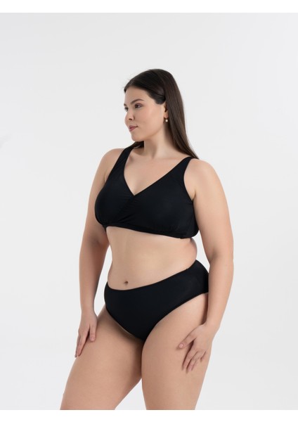 Aquaviva Kadın Siyah Büyük Beden Quinn Kruvaze Detaylı Toparlayıcı Bikini Takımı fiyatları
