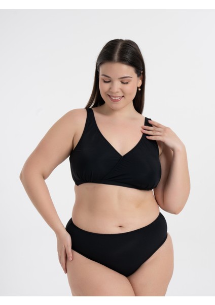 Aquaviva Kadın Siyah Büyük Beden Quinn Kruvaze Detaylı Toparlayıcı Bikini Takımı modelleri