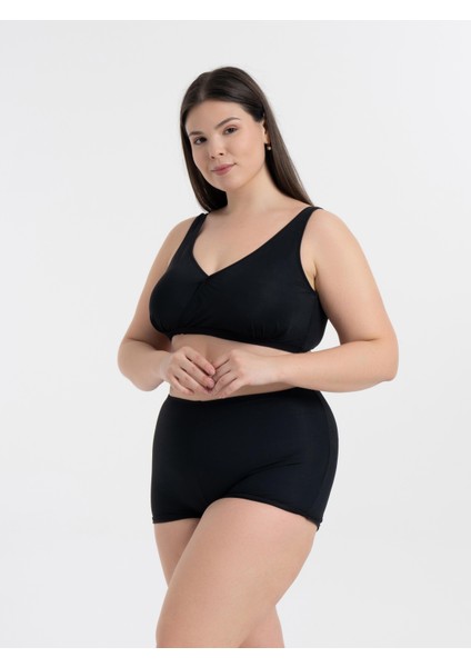 Aquaviva Kadın Siyah Büyük Beden Quinn Kruvaze Detaylı Toparlayıcı Şortlu Bikini Takımı fiyatları
