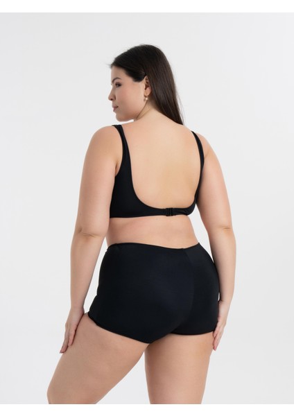 Aquaviva Kadın Siyah Büyük Beden Quinn Kruvaze Detaylı Toparlayıcı Şortlu Bikini Takımı fırsatları