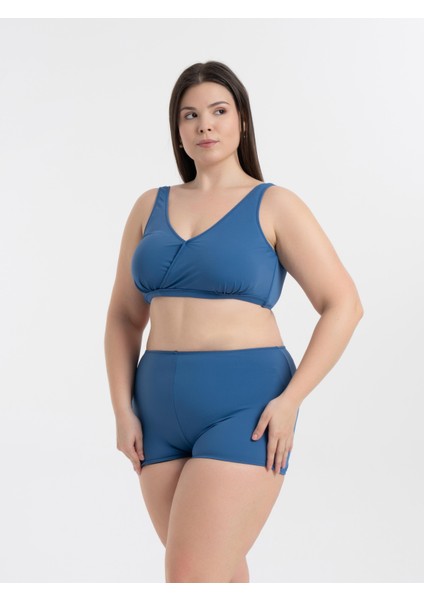 Aquaviva Kadın Indigo Büyük Beden Quinn Kruvaze Detaylı Toparlayıcı Şortlu Bikini Takımı fiyatları
