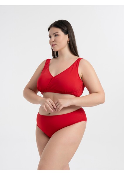 Aquaviva Kadın Kırmızı Büyük Beden Quinn Kruvaze Detaylı Toparlayıcı Bikini Takımı fiyatları