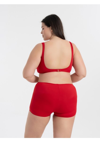 Aquaviva Kadın Kırmızı Büyük Beden Quinn Kruvaze Detaylı Toparlayıcı Şortlu Bikini Takımı fırsatları
