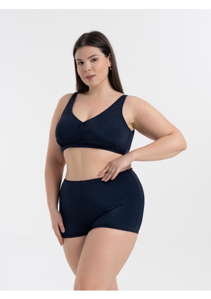 Aquaviva Kadın Lacivert Büyük Beden Quinn Kruvaze Detaylı Toparlayıcı Şortlu Bikini Takımı fiyatları