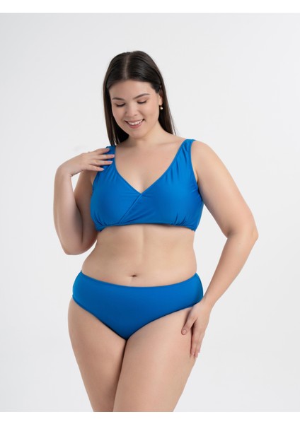 Aquaviva Kadın Saks Büyük Beden Quinn Kruvaze Detaylı Toparlayıcı Bikini Takımı modelleri