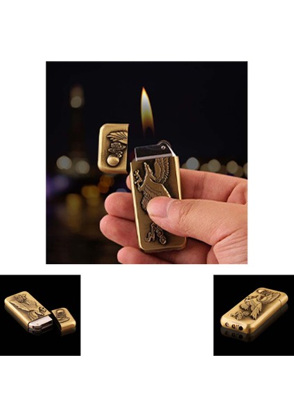 Kartal Kabartmalı Gazla Çalışan Ince Tasarım Küçük Çakmak (1 Adet) (Ebat: 6,4 cm x 2,6 cm x 0,7 Cm) fiyatları