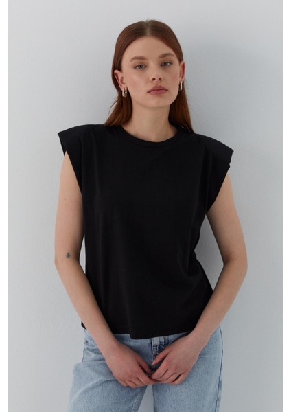 Vatkalı Tshirt Siyah