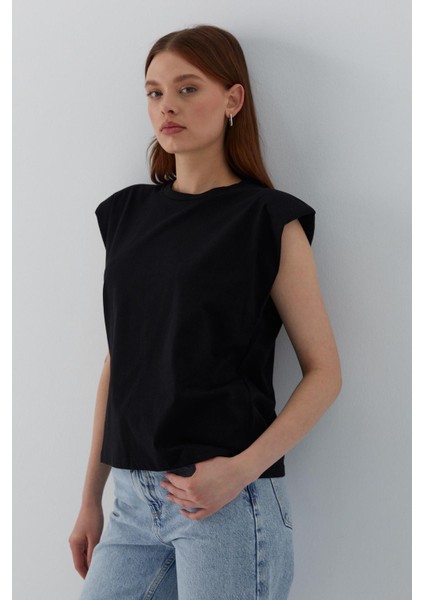Vatkalı Tshirt Siyah