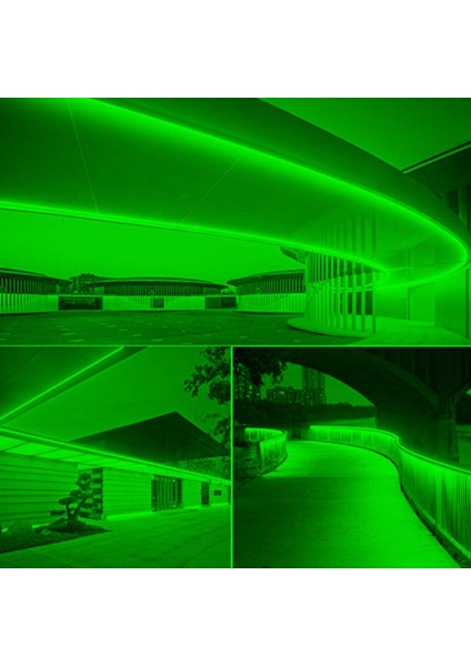 SB-6509 15 Metre Yeşil Işık Neon LED Şerit Dış Mekan Silikonlu Esnek Dekoratif Aydınlatma 220V Fişli