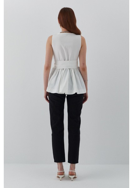 Kuşak Bağlamalı Kolsuz Bluz Beyaz fırsatları