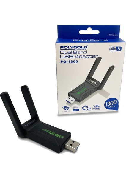 1300 Mbps Dual Band (5ghz + 2.4ghz) | USB 3.0 Wi-Fi 5 Kablosuz Ağ Adaptörü