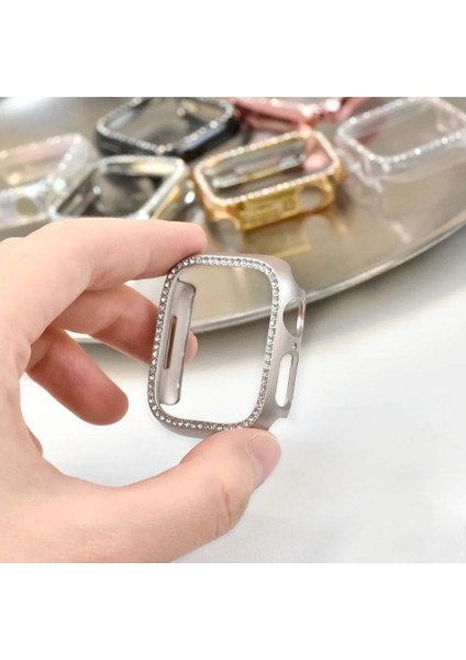 Apple Watch 10 46MM Uyumlu Starlight Zarif Elmas Taşlı Kasa Koruyucu