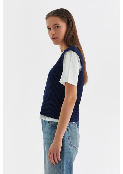 Süveterli Penye T-shirt Lacivert modelleri