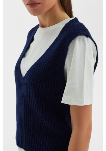 Süveterli Penye T-shirt Lacivert fırsatları