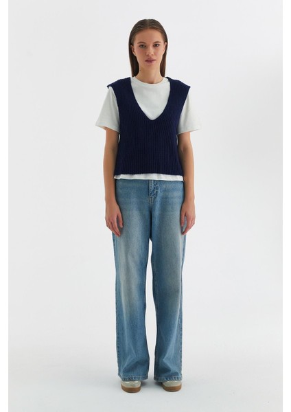 Süveterli Penye T-shirt Lacivert indirimleri