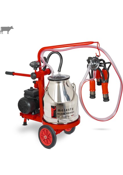 Ecomini Last Point Tekli İnek Süt Sağma Makinesi (Paslanmaz Güğüm-Kauçuk Memelik) (Kuru Pompa)