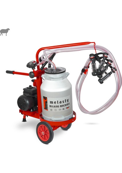 Ecomini Last Point İkili Koyun Süt Sağma Makinesi (Alüminyum Güğüm-Kauçuk Memelik) (Kuru Pompa)