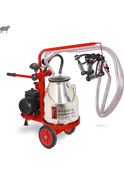 Ecomini Last Point İkili Koyun Süt Sağma Makinesi (Paslanmaz Güğüm-Kauçuk Memelik) (Kuru Pompa)