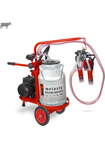 Ecomini Last Point Tekli İnek Süt Sağma Makinesi (Alüminyum Güğüm-Silikon Memelik) (Kuru Pompa)