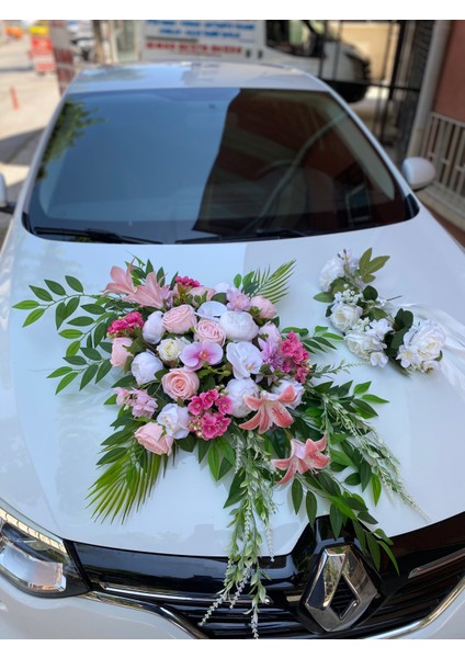 Gelin Araba Çiçeği Araba Süsü Vakumlu Araba Çiçeği Yapay Çiçek Gelin Araba Süsü