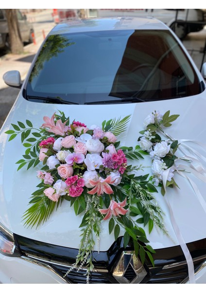 Gelin Araba Çiçeği Araba Süsü Vakumlu Araba Çiçeği Yapay Çiçek Gelin Araba Süsü
