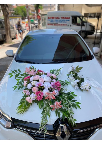 Gelin Araba Çiçeği Araba Süsü Vakumlu Araba Çiçeği Yapay Çiçek Gelin Araba Süsü