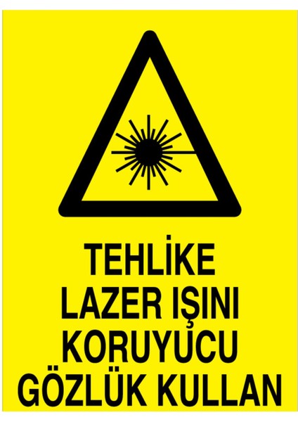 Tehlike Lazer Işını Koruyucu Gözlük Kullan Uyarı Tabelası - 20X30 Alüminyum Kompozit Panel - Rlı5