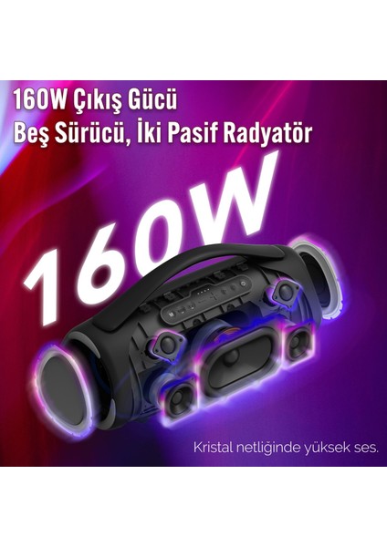 Nowgo Storm 2 160W Rgb Super Bass Tws Party Speaker Taşınabilir Kablosuz Bluetooth Hoparlör