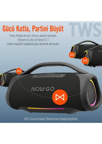 Nowgo Storm 2 160W Rgb Super Bass Tws Party Speaker Taşınabilir Kablosuz Bluetooth Hoparlör