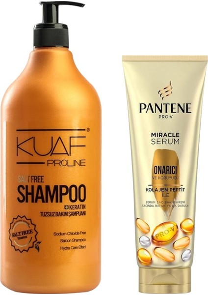 Tuzsuz Şampuan 1lt + Pantene-Pro-V Miracle Serum - Onarıcı Etkili Saç Kremi 200 ml
