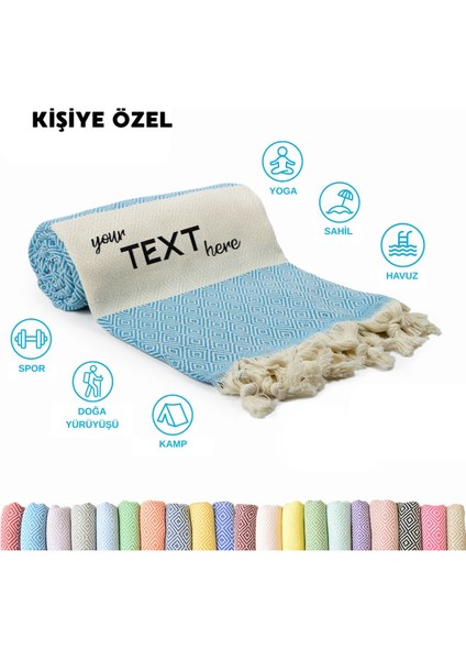 Kişiye Özel Elmas Desenli Nakışlı Peştemal Isim Yazılı Oversize Türk Plaj Havlusu Banyo Havlusu