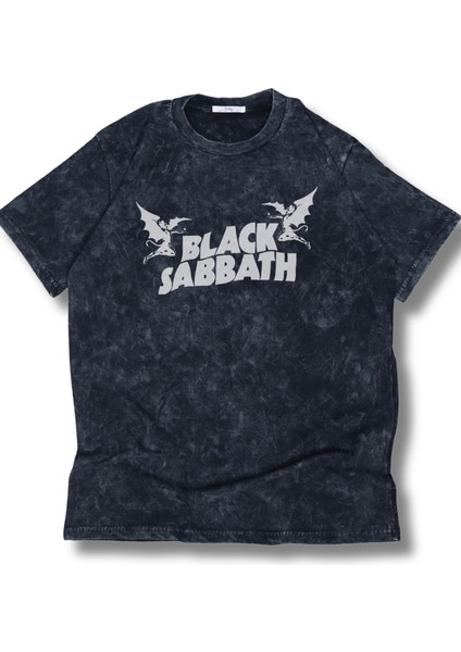Unisex Black Sabbath Sırt Baskılı Yıkamalı Tişört, Oversize Rock-Metal Baskılı Vintage T-Shirt fiyatları