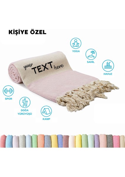 Kişiye Özel Elmas Desenli Nakışlı Peştemal Isim Yazılı Oversize Türk Plaj Havlusu Banyo Havlusu