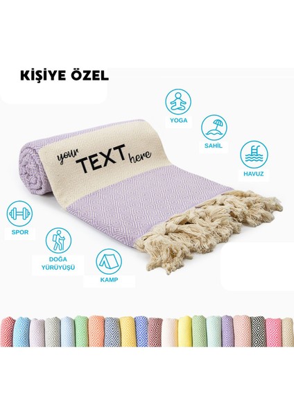 Kişiye Özel Elmas Desenli Nakışlı Peştemal Isim Yazılı Oversize Türk Plaj Havlusu Banyo Havlusu
