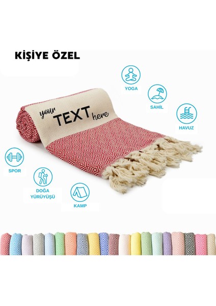 Kişiye Özel Elmas Desenli Nakışlı Peştemal Isim Yazılı Oversize Türk Plaj Havlusu Banyo Havlusu