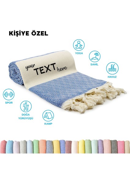 Kişiye Özel Elmas Desenli Nakışlı Peştemal Isim Yazılı Oversize Türk Plaj Havlusu Banyo Havlusu