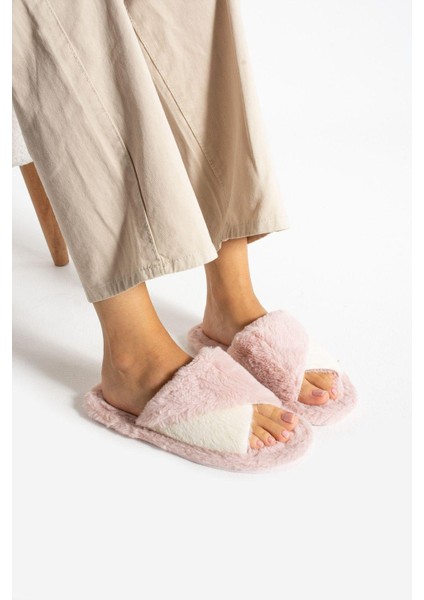 Pudra Kışlık Dikişli Taban Çinçila Peluş Kumaş Burgu Terlik Sessiz Taban Ev Terliği fiyatları