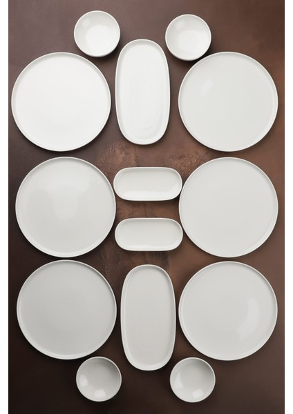 Luvia 6 Kişilik 14 Parça Sade Porselen Kahvaltı Takımı & Kahvaltı Seti Beyaz